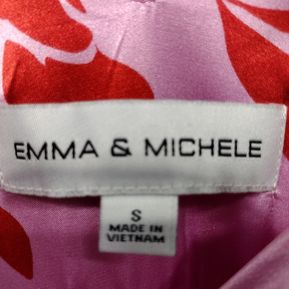 Emma & Michele Floral Slip Dress Women's S Pink Red Retro 90s Y2K Silky Satin - Picture 6 of 9